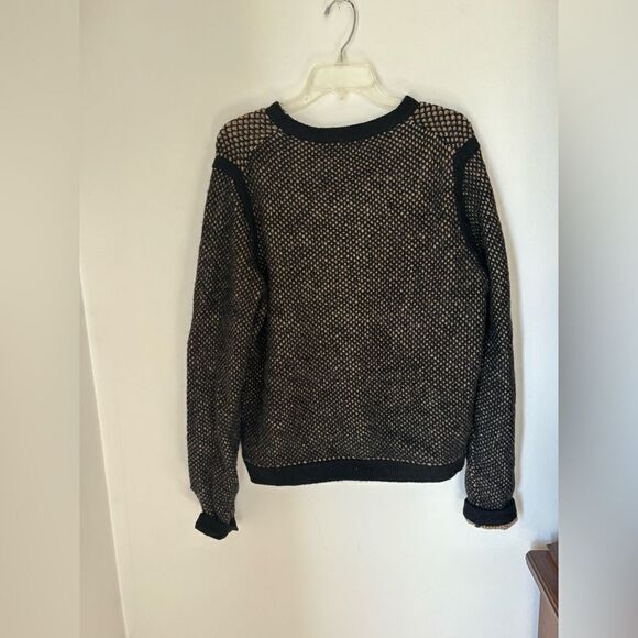 J.Crew Wool Blend Cardigan Hook Eye Closure Pockets Black Tan Size L - Picture 13 of 13